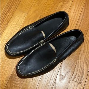 Black leather loafers